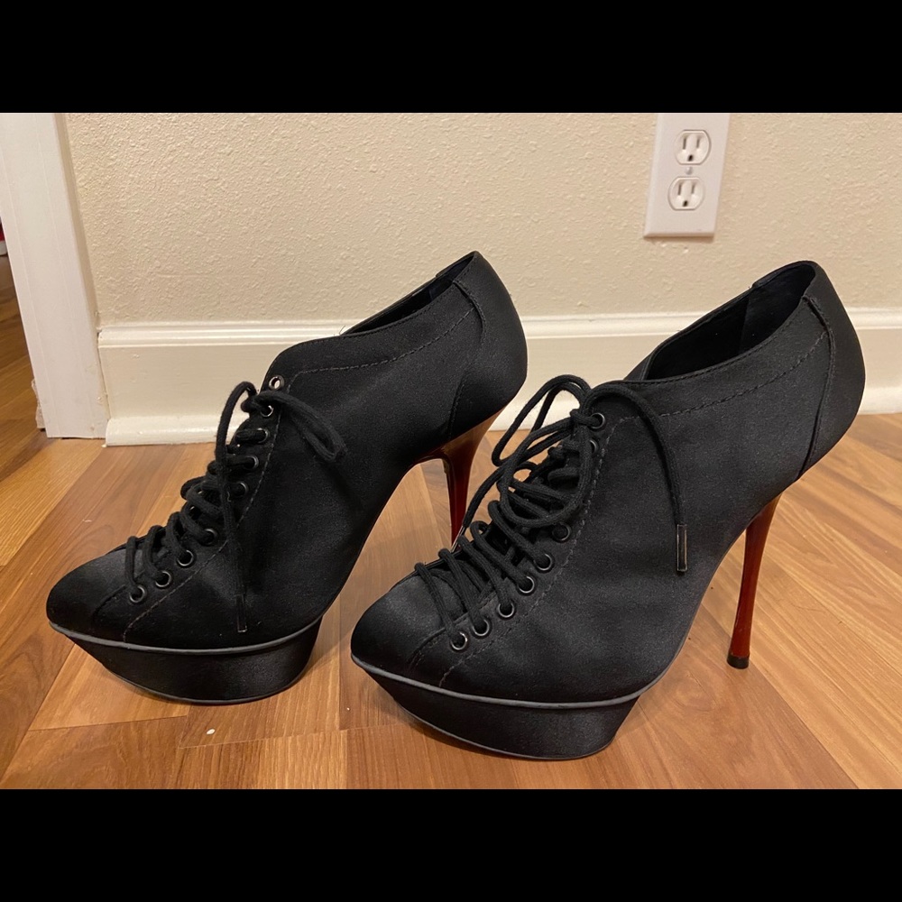 Black Carvela lace up heels